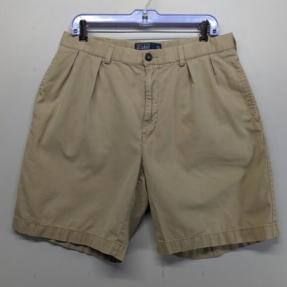 Other - Polo Ralph Lauren Mens 34 Tyler Shorts Khaki Tan Pleated 100% Cotton